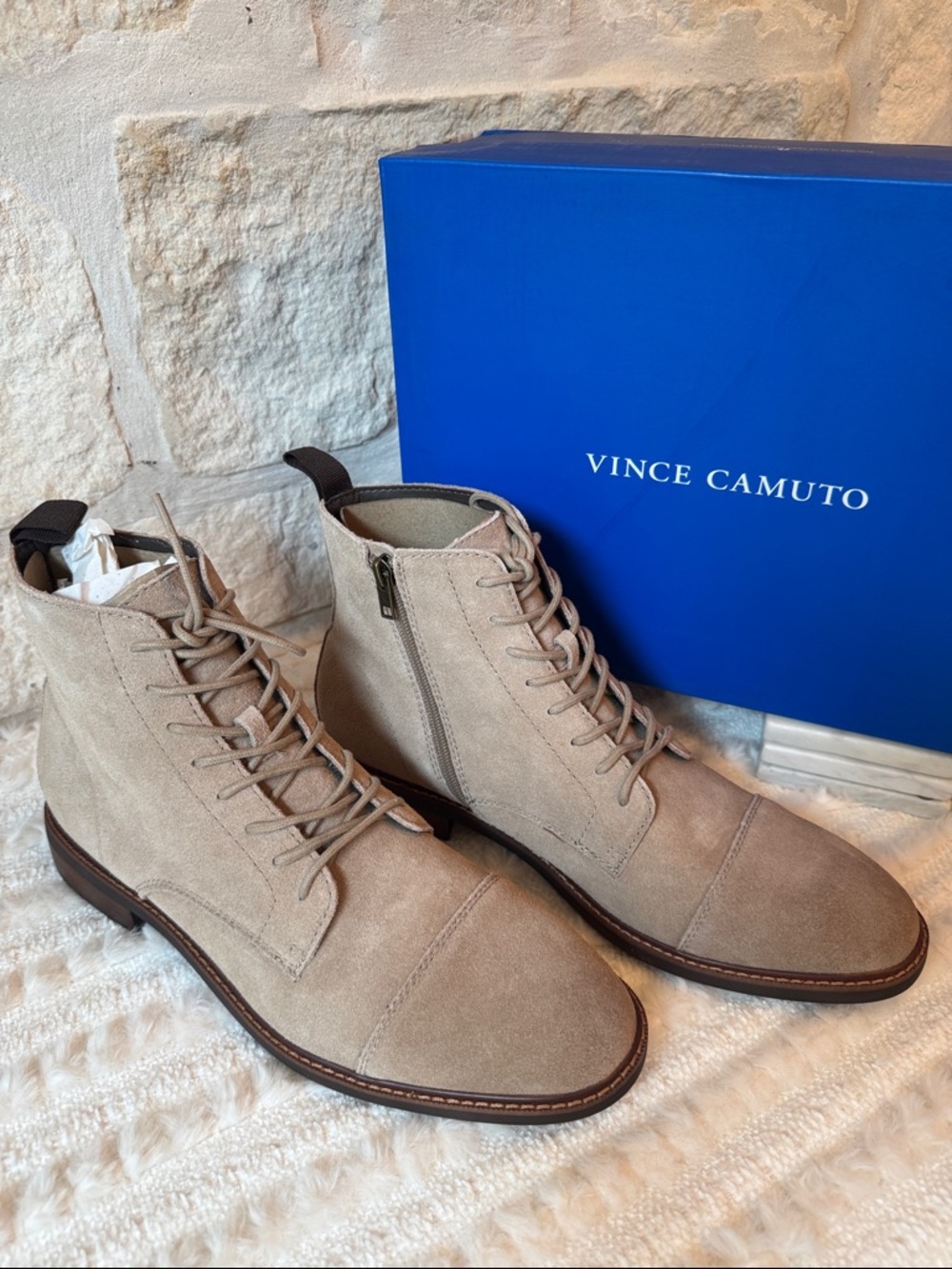 Vince Camuto Men's Truffle Taupe\Brown Suede Lace-Up Boots
